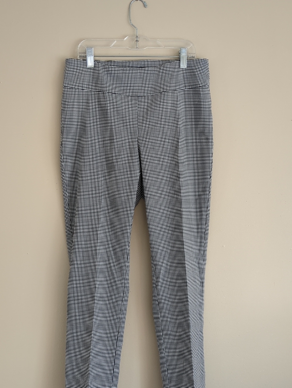 Size 6 Up! Black And White Pull-On Pants Check Checkered Plaid Gingham Pants